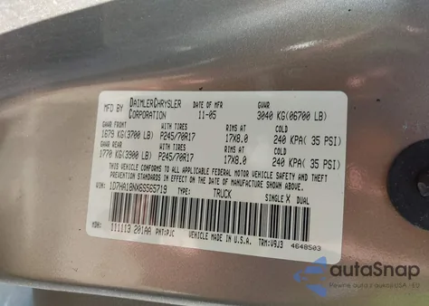 2006 Dodge Ram 1500 Slt z USA, uszkodzony, nr VIN 1D7HA18NX6S565719